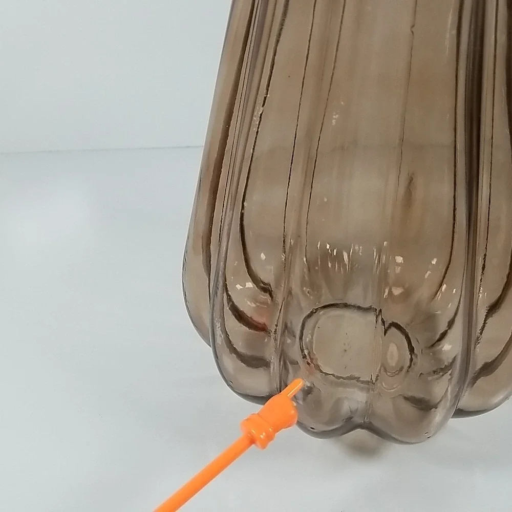 Glass Vase Amber Brown Rustic Farmhouse Decor, Gourd Shape
